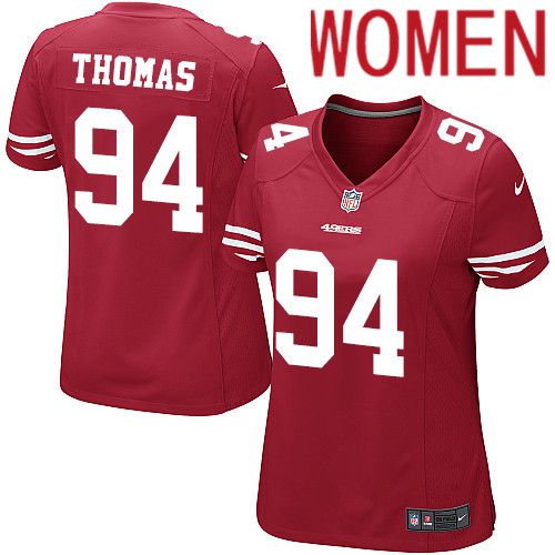 Women San Francisco 49ers #94 Solomon Thomas Nike Scarlet Game Player NFL Jersey->women nfl jersey->Women Jersey